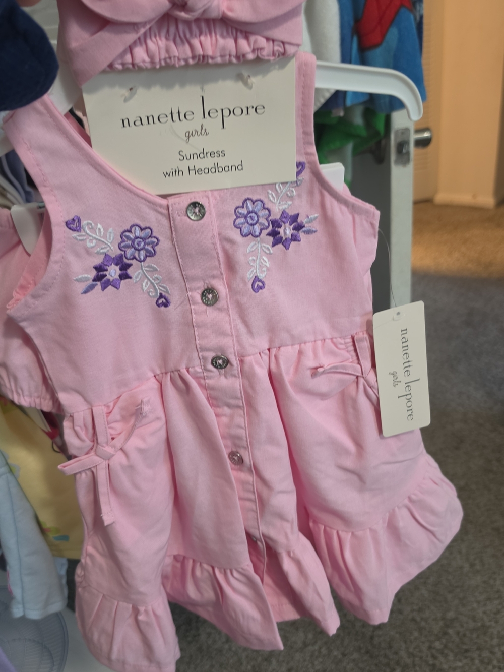 nanette lepore Girls Pink Embroidered Sundress with Headband